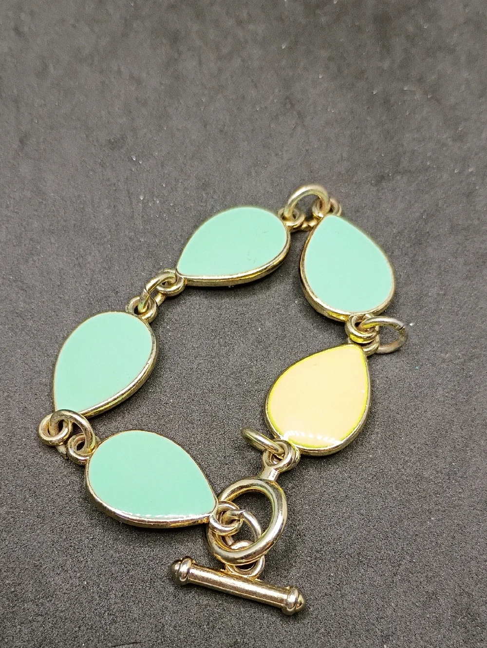 Gold-Tone Yellow & Mint Teardrop Bracelet